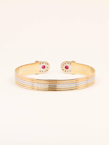 Bracelet Bracelet jonc ouvert en or 18 carats rubis et diamants 58 Facettes 1211.1