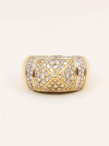 Bague 54 OJ Perrin - Bague motif pyramidal en or jaune 18 carats et diamants 58 Facettes 1211.4