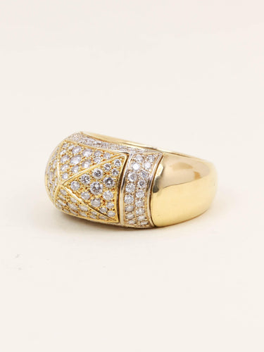 Bague 54 OJ Perrin - Bague motif pyramidal en or jaune 18 carats et diamants 58 Facettes 1211.4