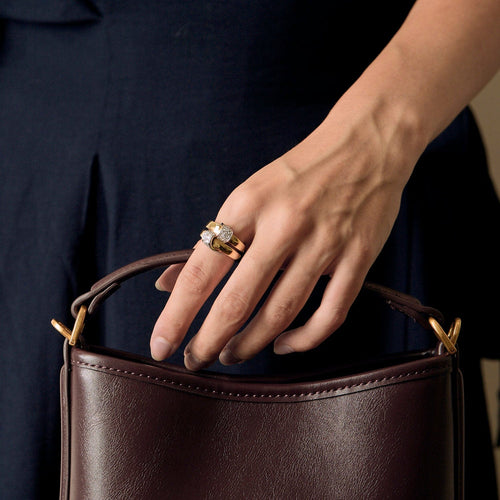 Bague 55 Bague en or jaune, or blanc et diamants 58 Facettes REU0861