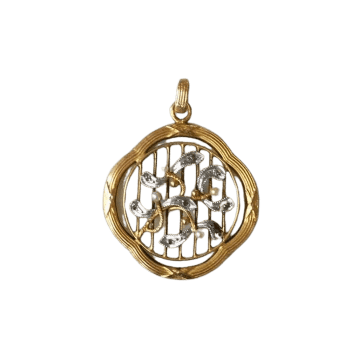 Pendentif Pendentif Art Nouveau Gui or jaune perles et diamants 58 Facettes