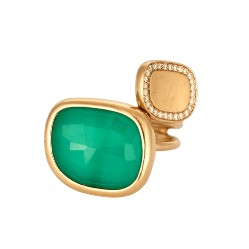 Bague 57 ROBERTO COIN - Black Amphibole Jade - Bague en Or rose, Agate, Quartz et Diamants 58 Facettes DV0770-4-57