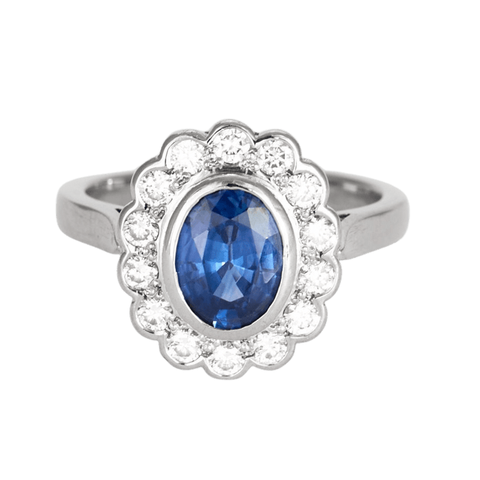 Bague 50 Bague Marguerite en or gris, saphir et diamants 58 Facettes DV0803-50-2