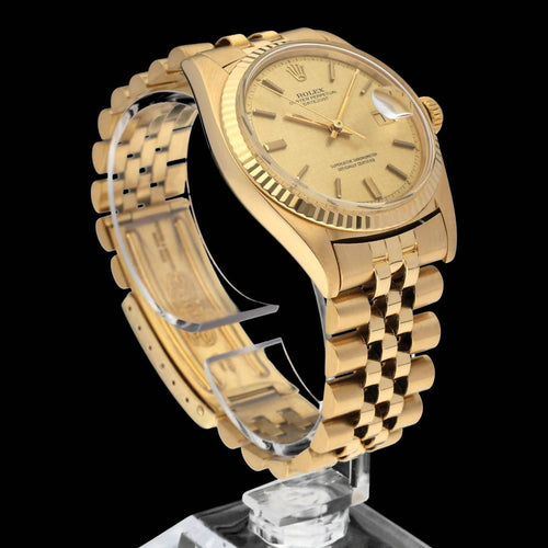 Hodinky Rolex Datejust 1601 - 36mm hodinky ze žlutého zlata, liniový ciferník 58 Facettes ROL/DJ1/898