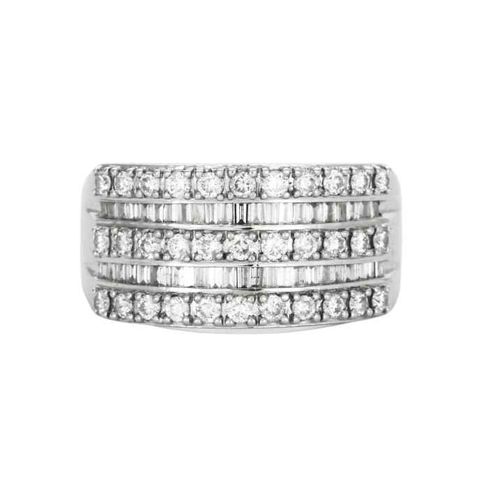 Bague 58 Bague bandeau en or blanc ornée de diamants 58 Facettes GU18