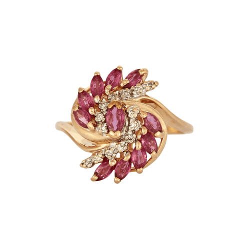 Bague Bague cocktail orné de saphirs roses et diamants 58 Facettes SPEV 16
