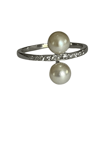 Bague 57 Bague Platine Perles Diamants 58 Facettes 5557