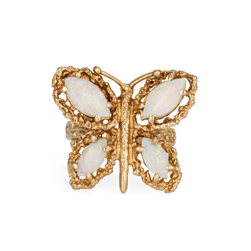 Bague 53.5 Bague papillon opale vintage des années 70 en or jaune 58 Facettes G12468