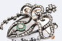 Broche Oro Giallo Broche en or 18 carats et argent avec diamants et émeraudes 58 Facettes SPL96