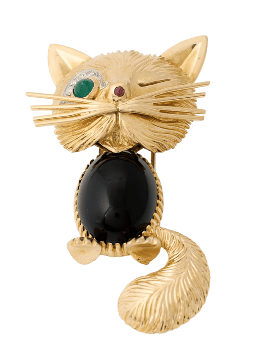 VAN CLEEF & ARPELS - Broche "Chat Malicieux" en or jaune 58 Facettes