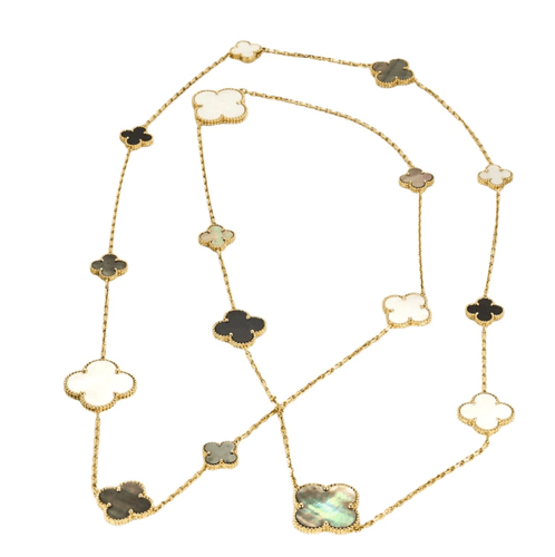 Collier VAN CLEEF & ARPELS - Magic Alhambra - Collier Sautoir, or jaune, onyx et nacre 58 Facettes