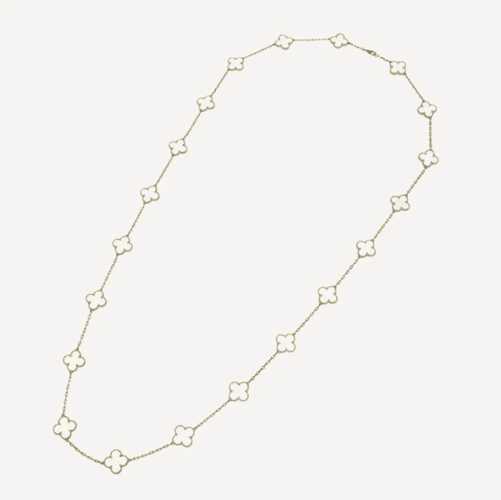 Collier VAN CLEEF & ARPELS - ALHAMBRA - Rare Sautoir en or jaune et cristal de roche. 58 Facettes