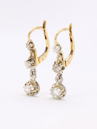 Boucles d'oreilles Dormeuses anciennes - Boucles d’oreilles en or 18k et platine serties de diamants 58 Facettes 1019.1