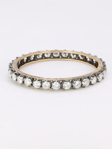 Bracelet Bracelet jonc vintage en or 14K et argent, diamants 12 ct 58 Facettes 1088