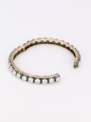 Bracelet Bracelet jonc vintage en or 14K et argent, diamants 12 ct 58 Facettes 1088