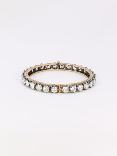 Bracelet Bracelet jonc vintage en or 14K et argent, diamants 12 ct 58 Facettes 1088