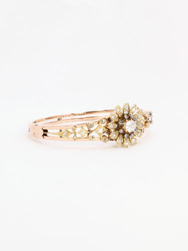 Bracelet Bracelet Napoléon III fleur mobile en or rose et diamants 58 Facettes 1085.3
