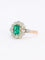 Bague 53 Bague marguerite ancienne en or rose et blanc 18 carats, émeraude et diamants 58 Facettes 1108.11