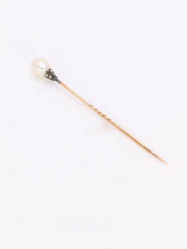 Broche Epingle or jaune perle fine diamants 58 Facettes 1115.5