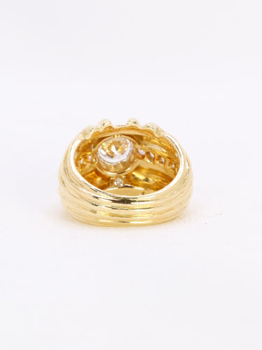 Bague 44.5 Bague vintage à godrons en or jaune 18 carats et diamants 58 Facettes 1111.3