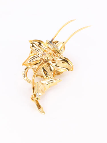 Broche Broche fleur vintage en or jaune 18 carats, diamants et pierres précieuses 58 Facettes 1126.6