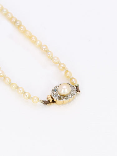 Collier Collier de perles fines en or jaune 18 carats et diamants taille rose 58 Facettes 507
