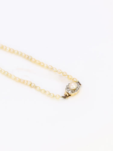 Collier Collier de perles fines en or jaune 18 carats et diamants taille rose 58 Facettes 507