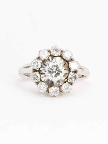 Bague 51.5 Bague marguerite en or blanc 18 carats et diamants 1,10 ct 58 Facettes 1CA0000065/1