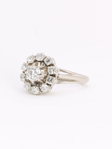 Bague 51.5 Bague marguerite en or blanc 18 carats et diamants 1,10 ct 58 Facettes 1CA0000065/1