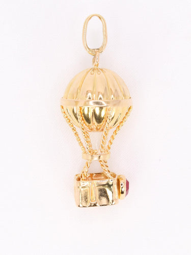 Pendentif Pendentif charm montgolfière en or jaune 18k et pierre rouge 58 Facettes 1CA0000005/3