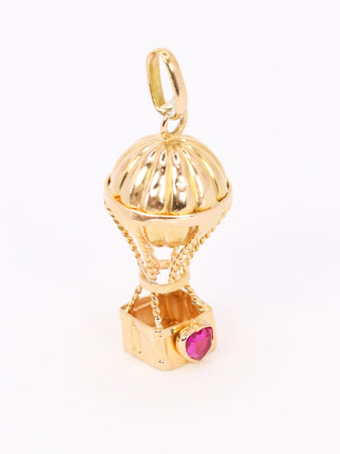 Pendentif Pendentif charm montgolfière en or jaune 18k et pierre rouge 58 Facettes 1CA0000005/3
