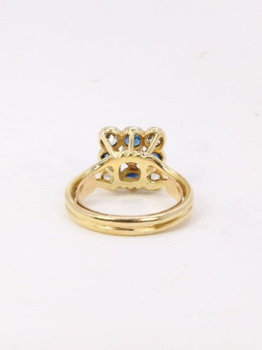 Bague 53 Bague carrée en or jaune et platine, saphirs et diamants 58 Facettes 963