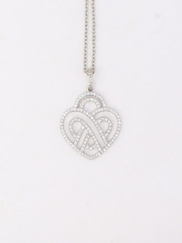 Collier Poiray - Collier cœur entrelacé en or blanc 18K et diamants 58 Facettes 1091.1