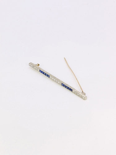 Broche Broche barrette - Motif géométrique en platine, saphirs et diamants 58 Facettes 721