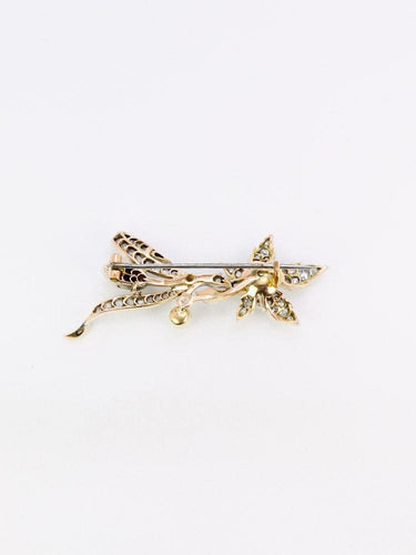 Broche Broche ancienne fleur en or 18k et argent avec diamants et perles fines 58 Facettes 275