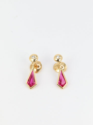Boucles d'oreilles Boucles d’oreilles vintage en or 18k et tourmalines roses 58 Facettes 666
