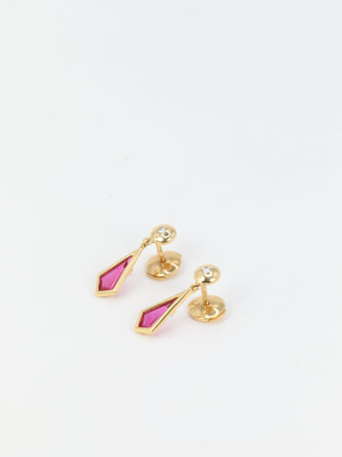 Boucles d'oreilles Boucles d’oreilles vintage en or 18k et tourmalines roses 58 Facettes 666