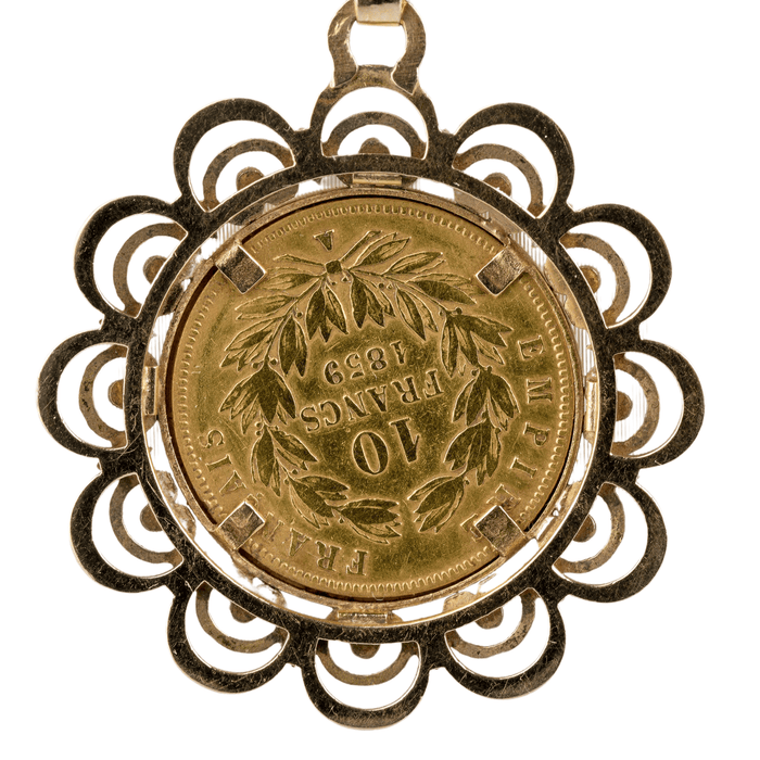 Pendentif Pendentif pièce 10 francs Napoléon III en or jaune 58 Facettes MEDVY64