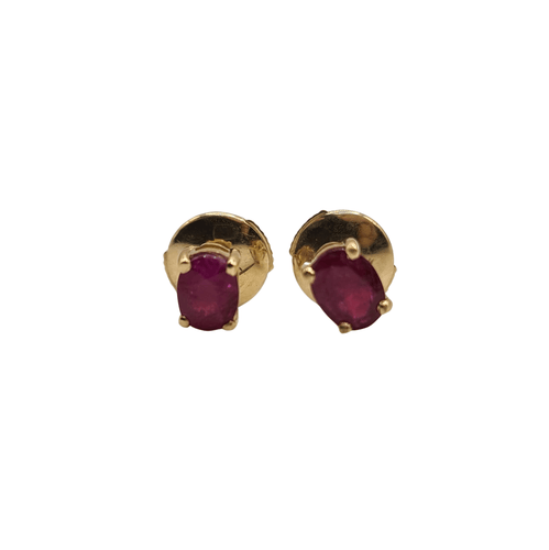 Boucles d'oreilles Boucles d’oreilles or jaune 18 carats serties de rubis ovale 58 Facettes