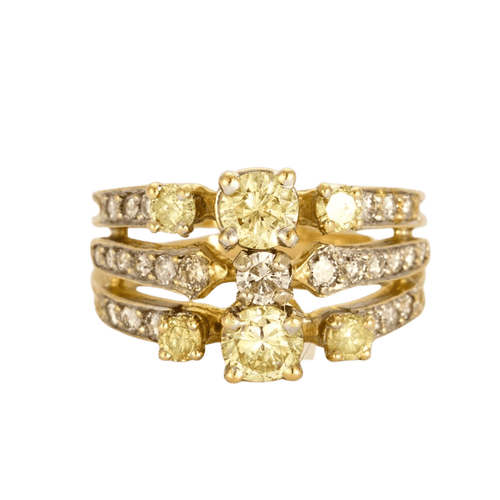 Bague 46 Bague bandeau à trois corps, 2 tons d'or et diamants 58 Facettes DV0581-20-46-2