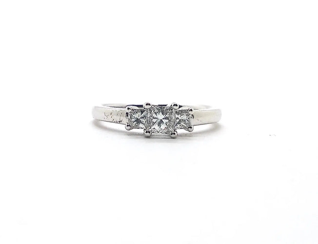 Bague Bague trilogy - Diamants taille princesse en or blanc 18 kt 0,54 ct 58 Facettes 5501
