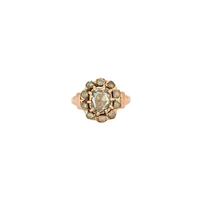 Old rose gold and diamond ring
