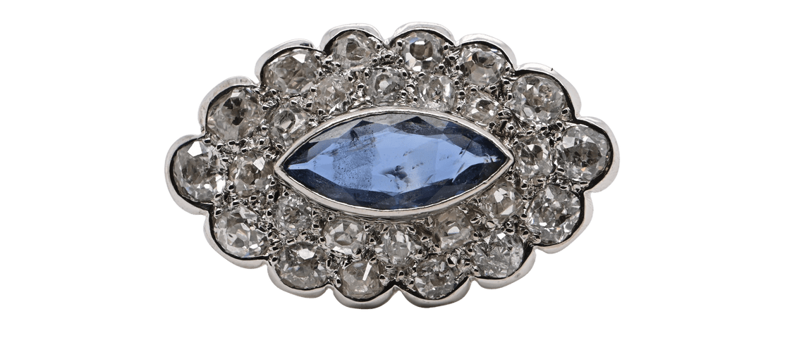 Broche Sapphire Diamonds White Gold 18 Carats Brooche 58 Facettes
