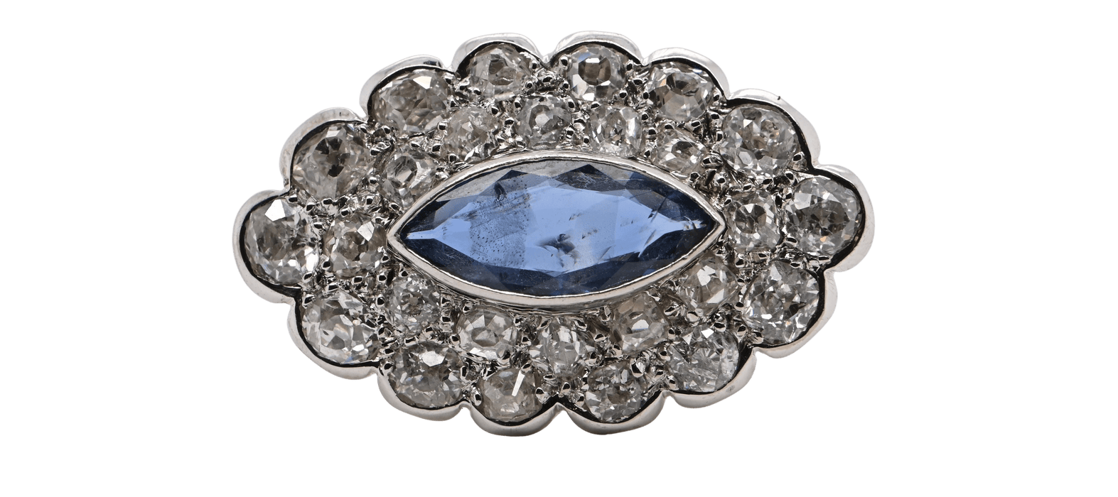 Broche Sapphire Diamonds White Gold 18 Carats Brooche 58 Facettes