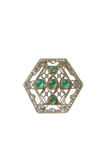 Pendentif Pendentif Art Déco Emeraude & Diamants 58 Facettes