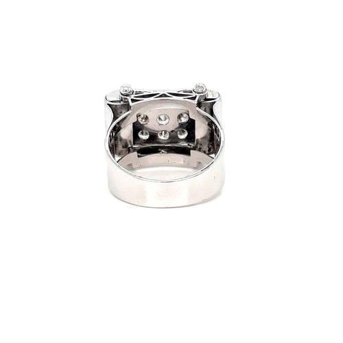 Bague 58 Bague cocktail rétro en or blanc 18 carats et diamants 58 Facettes an01