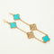Bracelet Van Cleef & Arpels Vintage Alhambra - Bracelet 5 motifs en or jaune, turquoise et diamants 58 Facettes