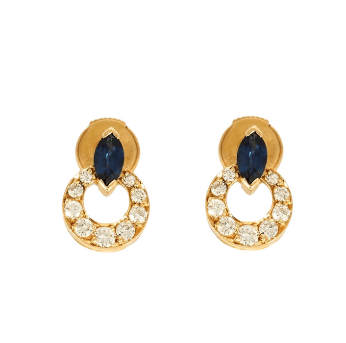 Boucles d'oreilles Boucles d'oreilles or jaune sertis de diamants et saphirs 58 Facettes GS8