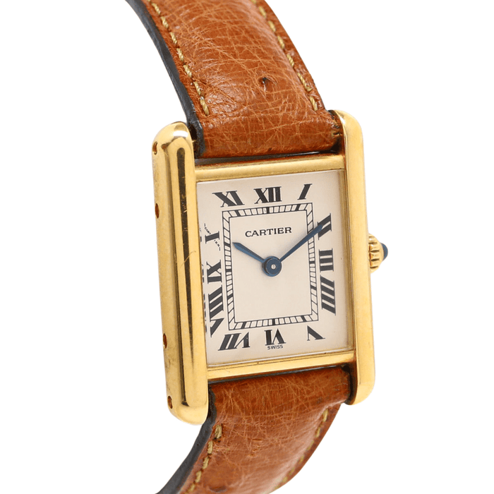 Montre CARTIER - Montre Tank Louis or jaune et cuir marron 58 Facettes 65675