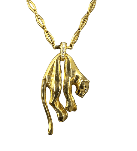 Collier Cartier - Collier « C de Cartier » et pendentif panthère de Cartier, or jaune et diamants 58 Facettes AB435